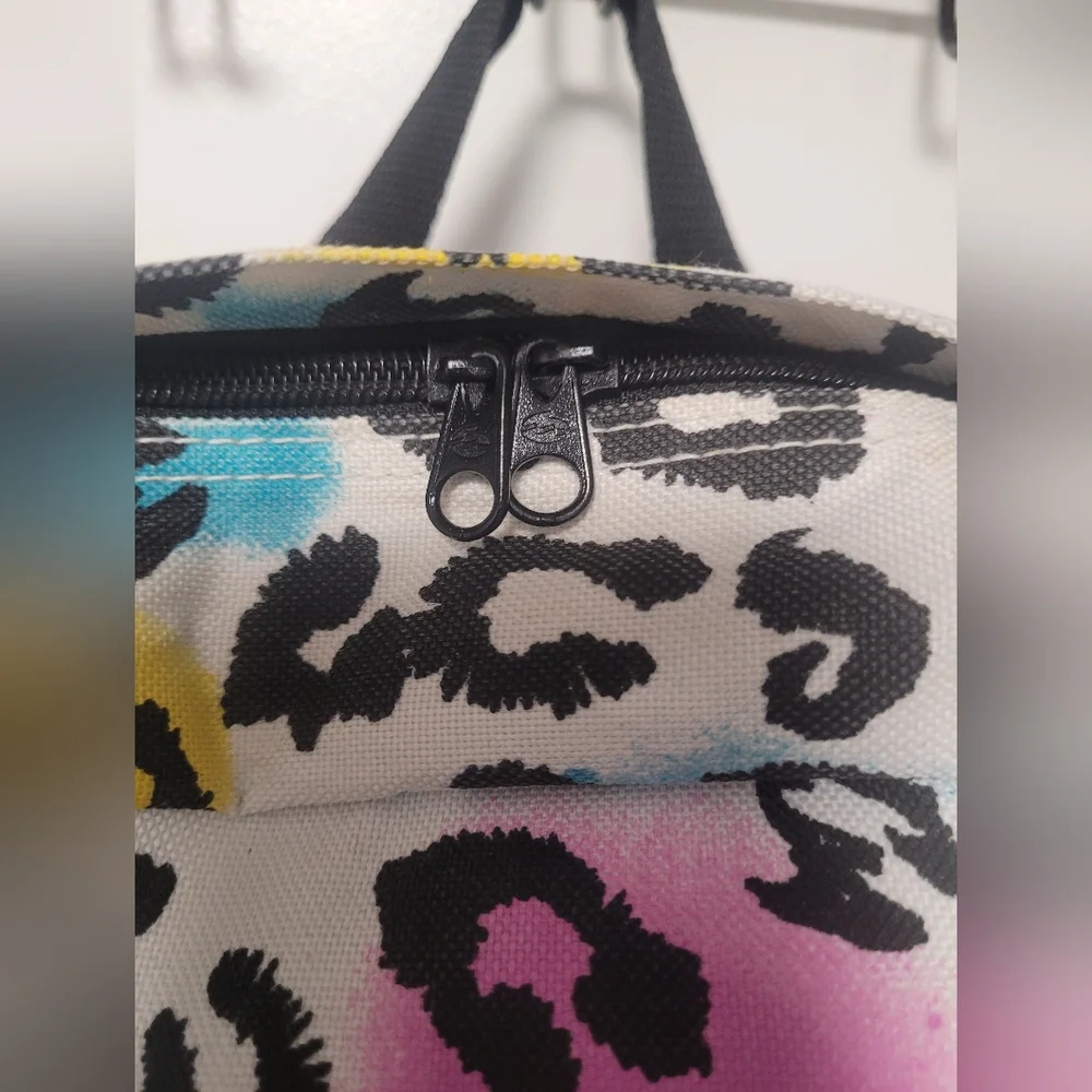 Billabong Leopard Print Backpack, Pink, Blue, Yellow, Canvas, Colorful - Picture 9 of 13
